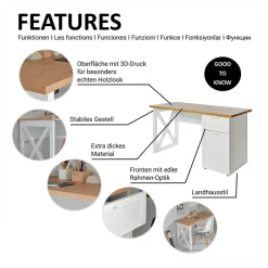 Discount Wohnen Modern Country Schreibtisch mit Stauraum - Ristina