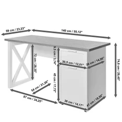 Discount Wohnen Modern Country Schreibtisch mit Stauraum - Ristina