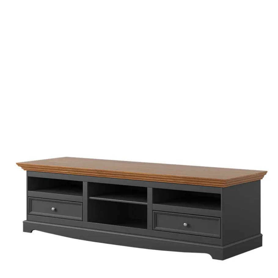Clearance Wohnen Modern Country TV Board in Grau & Kiefer - Eromsia