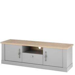 Sale Wohnen Modern Country TV Board in Lichtgrau & Eiche - Buleta