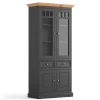 Clearance Wohnen Modern Country Vitrinenschrank in Grau & Kiefer - Eromsia
