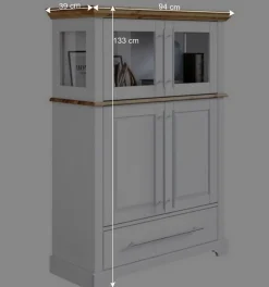 Discount Wohnen Modern Country Wohnzimmerschrank zweifarbig - Eyzaco