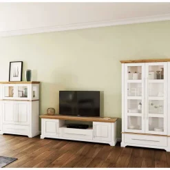 Discount Wohnen Modern Country Wohnzimmerschrank zweifarbig - Eyzaco