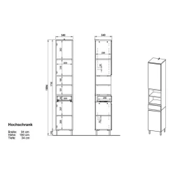 New Wohnen Moderne Badmöbel zweifarbig - Aspariavo (dreiteilig)