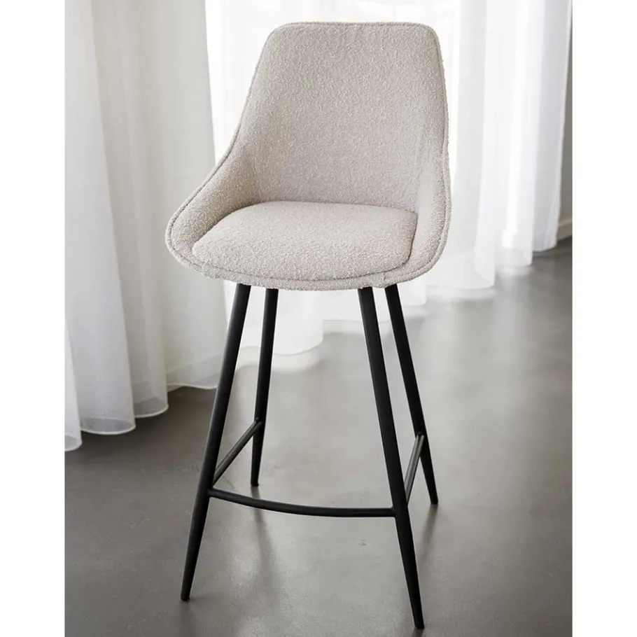 Sale Wohnen Moderne Boucle Barstühle in Beige - Alberta (2er Set)