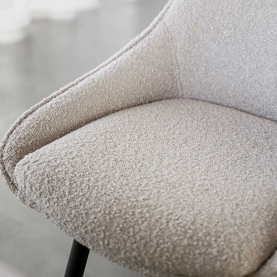 Sale Wohnen Moderne Boucle Barstühle in Beige - Alberta (2er Set)