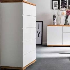 Sale Wohnen Moderne Hochkommode in Weiß - Vangels