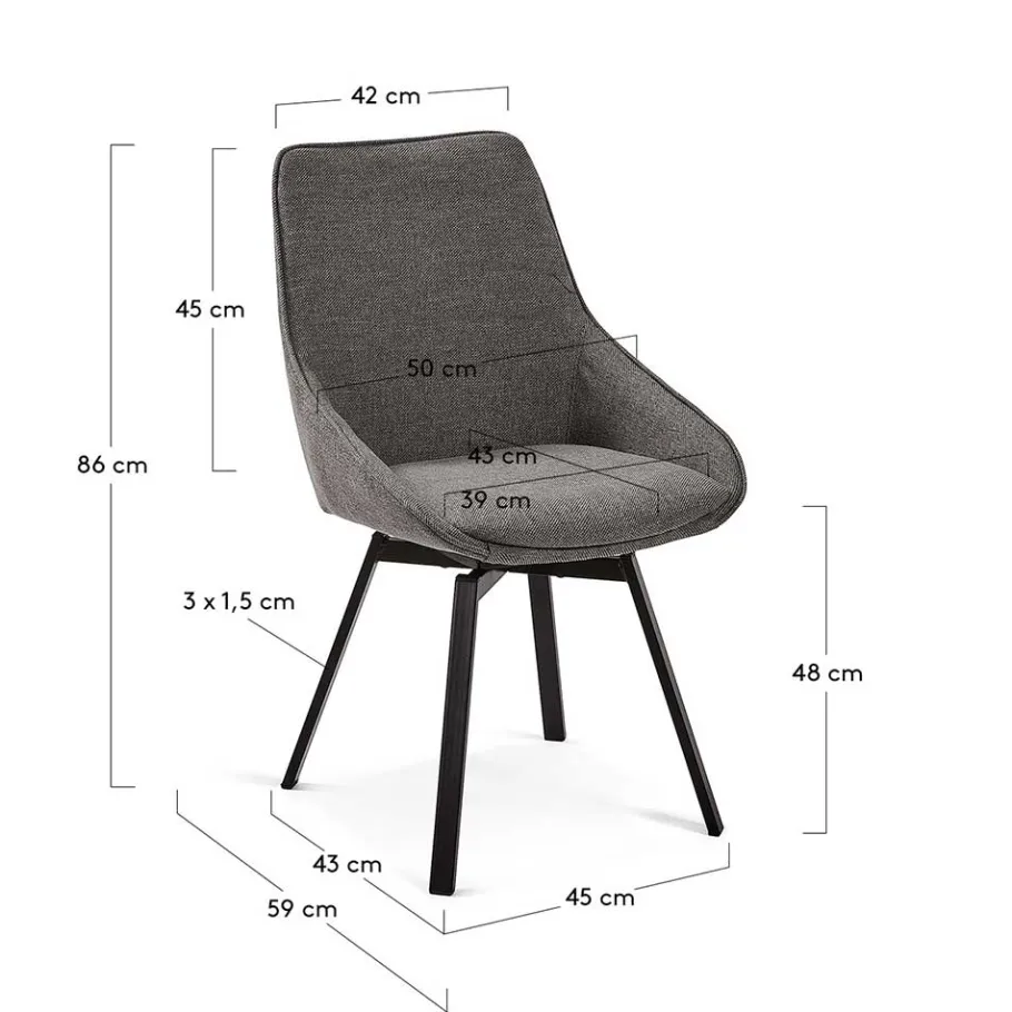 Best Wohnen Moderne Schalensitz Stühle in Grau - Runina (2er Set)