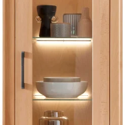 Discount Wohnen Moderne 1-türige Vitrine aus Kernbuche geölt - Sarosca
