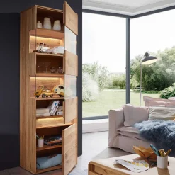 Best Wohnen Moderne Wildeiche Vitrine 63x207x43 cm - Acmida