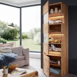 Best Wohnen Moderne Wildeiche Vitrine 63x207x43 cm - Acmida