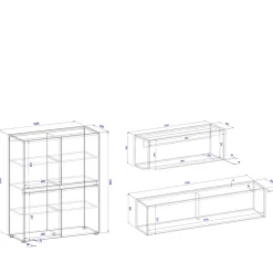 Discount Wohnen Moderne Wohnzimmereinrichtung Schrank Set - Nonessia (dreiteilig)