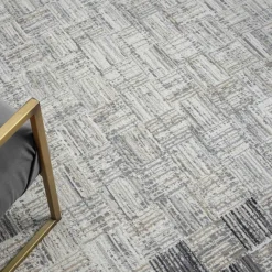 New Wohnen Moderner Kurzflor Teppich mit geketteltem Rand - Bihar