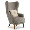 New Wohnen Moderner Ohrensessel in Beigegrau Boucle - Curemo