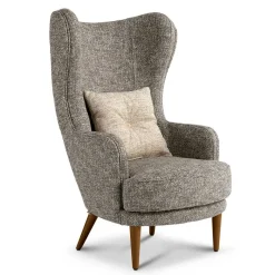 New Wohnen Moderner Ohrensessel in Beigegrau Boucle - Curemo