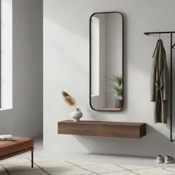 Wohnen Moderner Oval Spiegel in Schwarz - Locila