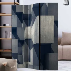New Wohnen Moderner Paravent mit Beton Quader Motiv - Cosmonata