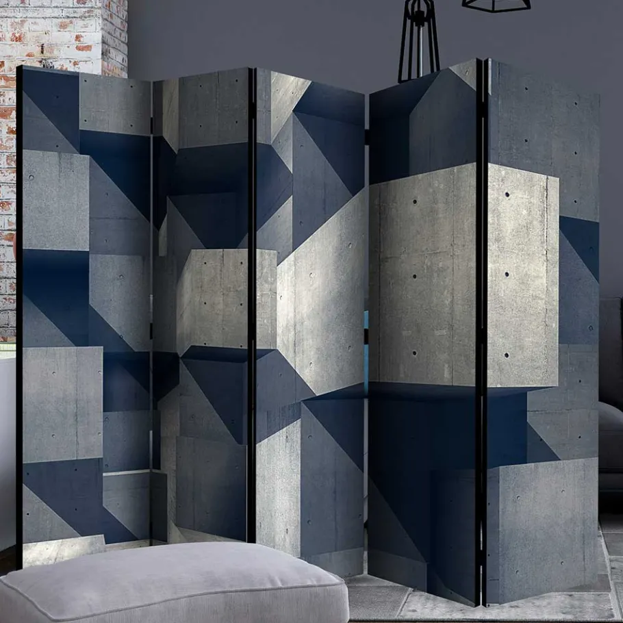 New Wohnen Moderner Paravent mit Beton Quader Motiv - Cosmonata