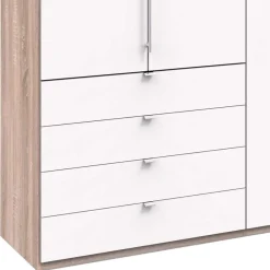 Clearance Wohnen Moderner Schlafzimmerschrank in Weiß & Eiche sägerau - Vaclyn
