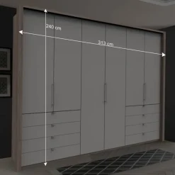 Clearance Wohnen Moderner Schlafzimmerschrank in Weiß & Eiche sägerau - Vaclyn