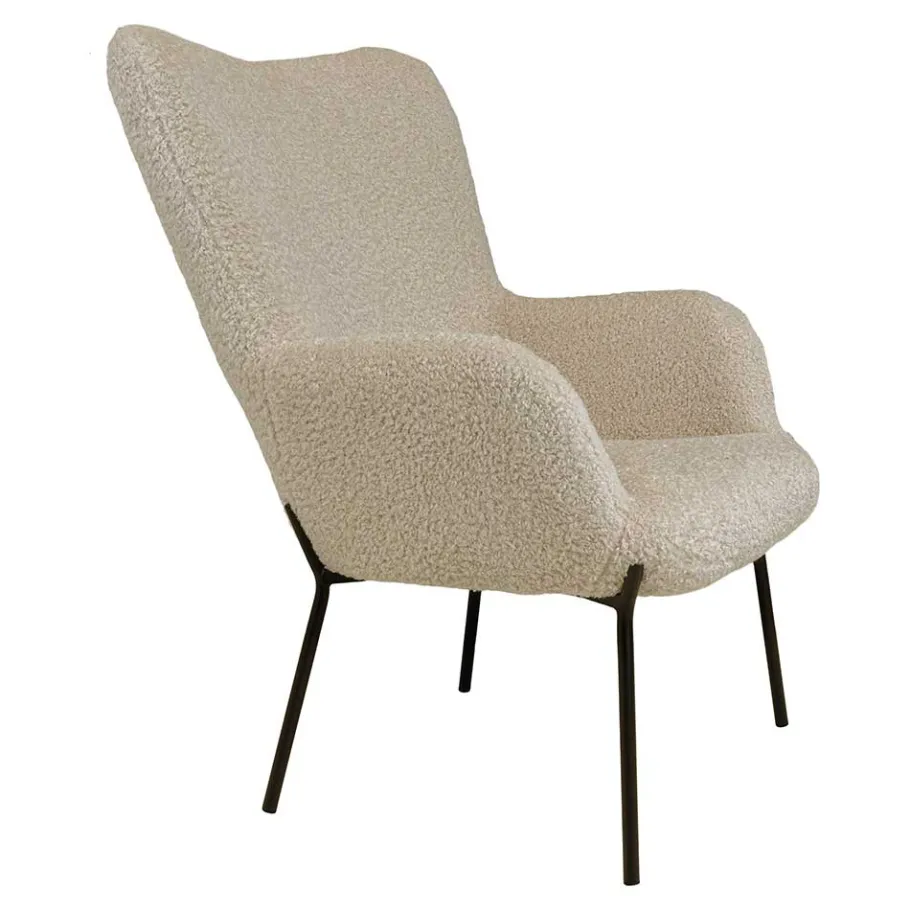 Wohnen Moderner Sessel aus Webplüsch in Beige - Tessera