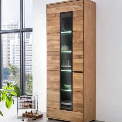 Discount Wohnen Moderner Vitrinenschrank 70x196x40 cm - Sennya