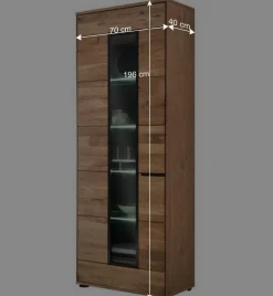 Discount Wohnen Moderner Vitrinenschrank 70x196x40 cm - Sennya