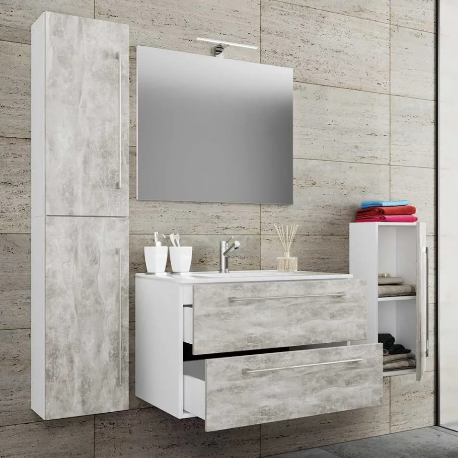 Wohnen Modernes Badezimmer in Betonoptik - Salvadore (vierteilig)