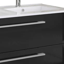 Outlet Wohnen Modernes Badmöbel Ensemble in Schwarz - Vinkoja (vierteilig)