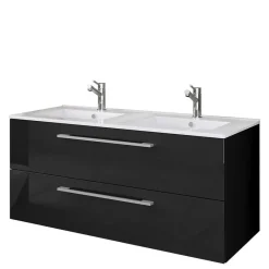 Outlet Wohnen Modernes Badmöbel Ensemble in Schwarz - Vinkoja (vierteilig)
