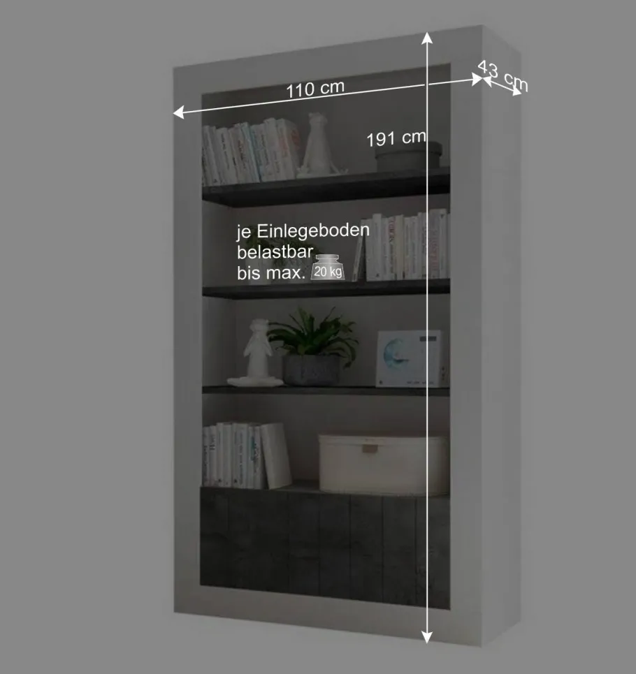 Sale Wohnen Modernes Bücherregal in Grau zweifarbig - Bari