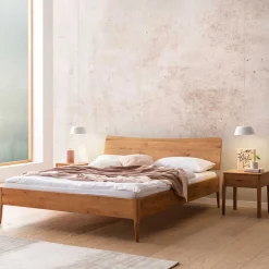 Discount Wohnen Modernes Bett aus Echtholz Wildeiche - Maaref