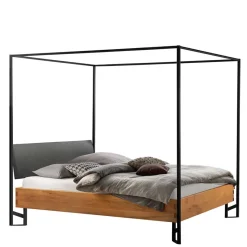 Discount Wohnen Modernes Himmelbett aus Wildbuche mit Metallgestell - Flyma