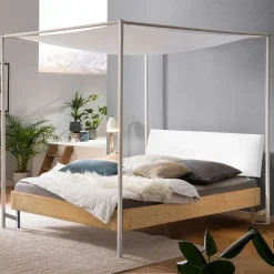 Sale Wohnen Modernes Himmelbett in Eiche Bianco & Weiß - Blackbeard
