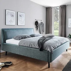 Best Wohnen Modernes Polsterbett in Blaugrau Stoff - Sunhide