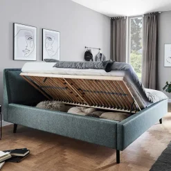 Best Wohnen Modernes Polsterbett in Blaugrau Stoff - Sunhide