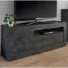 Discount Wohnen Modern-geradliniges TV Board in Dunkelgrau Dekor - Bella