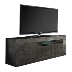 Discount Wohnen Modern-geradliniges TV Board in Dunkelgrau Dekor - Bella