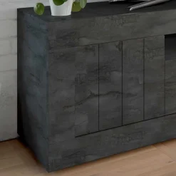 Discount Wohnen Modern-geradliniges TV Board in Dunkelgrau Dekor - Bella