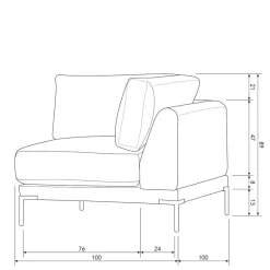 Wohnen Modulares Sofa Eckelement in Hellgrau - Horedion