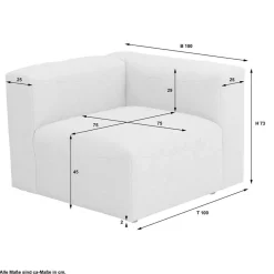 Discount Wohnen Modulsofa Eckelement in Cremeweiß - Tembreno