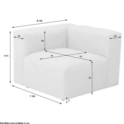 Discount Wohnen Modulsofa Eckelement in Cremeweiß - Tembreno
