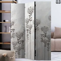 Sale Wohnen Monochrom bedruckter Paravent mit floralem Motiv - Stepana