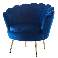 Best Wohnen Muschel Design Sessel in Blau Samtbezug - Dotagon