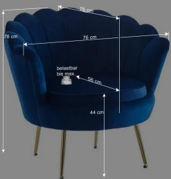 Best Wohnen Muschel Design Sessel in Blau Samtbezug - Dotagon