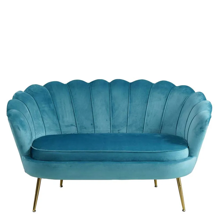 Best Wohnen Muschel Designsofa in Blau Samt - Jeeni