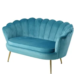 Best Wohnen Muschel Designsofa in Blau Samt - Jeeni