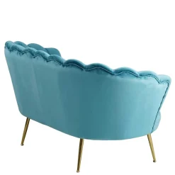 Best Wohnen Muschel Designsofa in Blau Samt - Jeeni