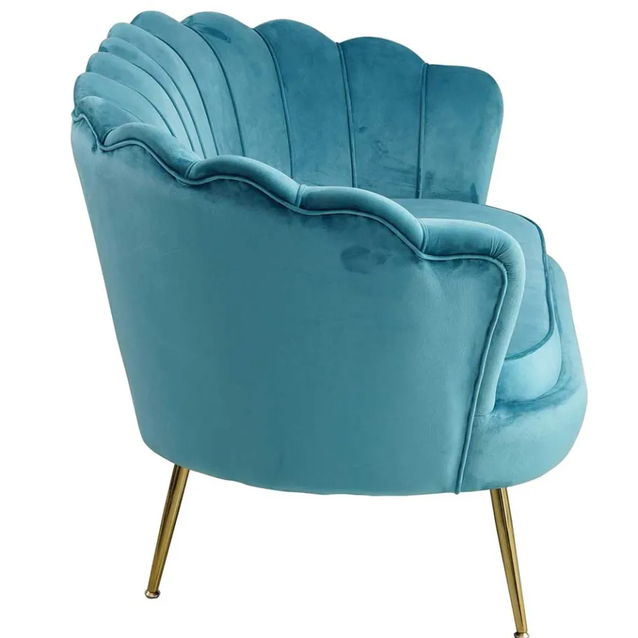Best Wohnen Muschel Designsofa in Blau Samt - Jeeni