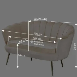 Best Wohnen Muschel Designsofa in Blau Samt - Jeeni